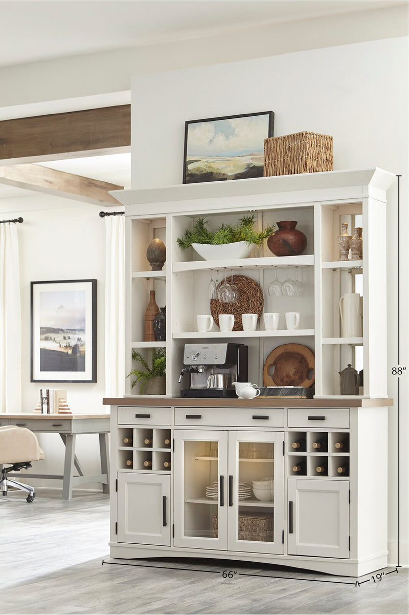 Parker House Americana Modern Dining 69 In. Buffet and Hutch with Quartz Insert