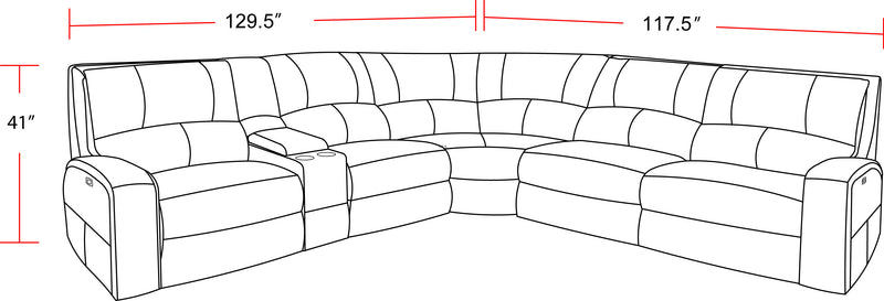 Parker Living Swift - Bourbon 6 Piece Modular Power Reclining Sectional with Power Adjustable Headrests